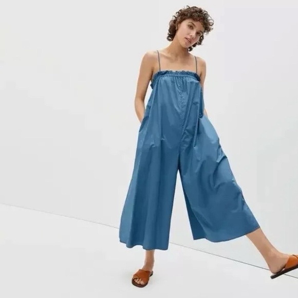 Everlane Blue Shapeless Flowy Jumpsuit 100% cotton size xxs oversized - Picture 1 of 5